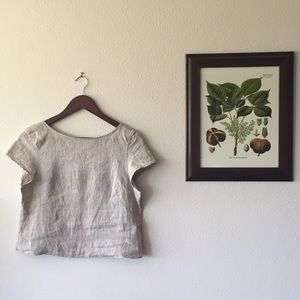 100% linen cap sleeve crop top size S